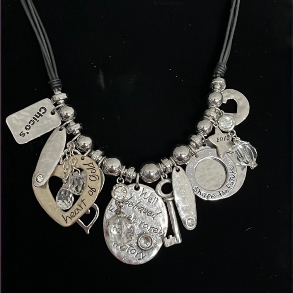 2013 Chico’s Chunky Charm Necklace “We’ll Behaved Women Rarely Make History”